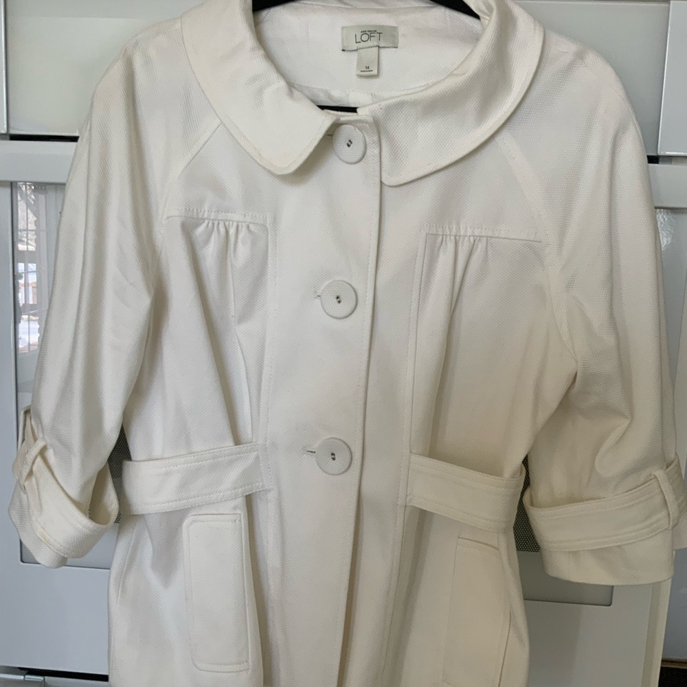 LOFT White Button-Up Coat